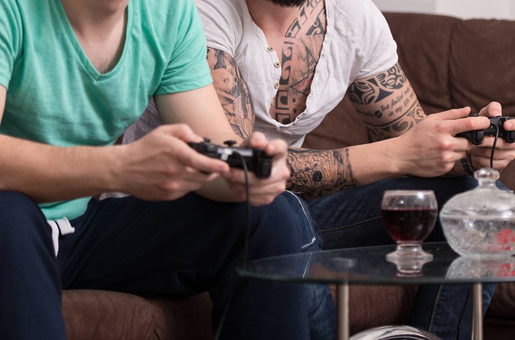Two people playing video games