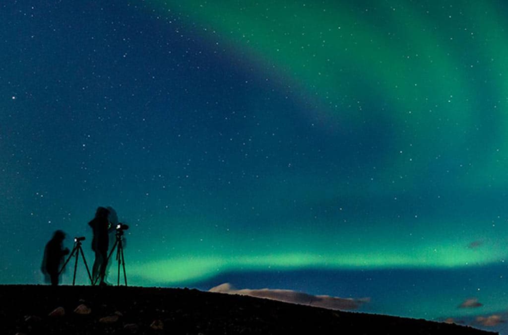 Photographers taking photos of the northern lights