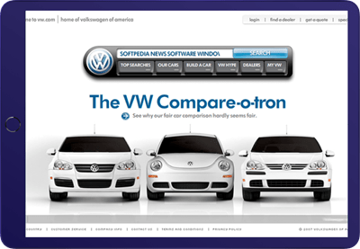 VW comparison tool on tablet