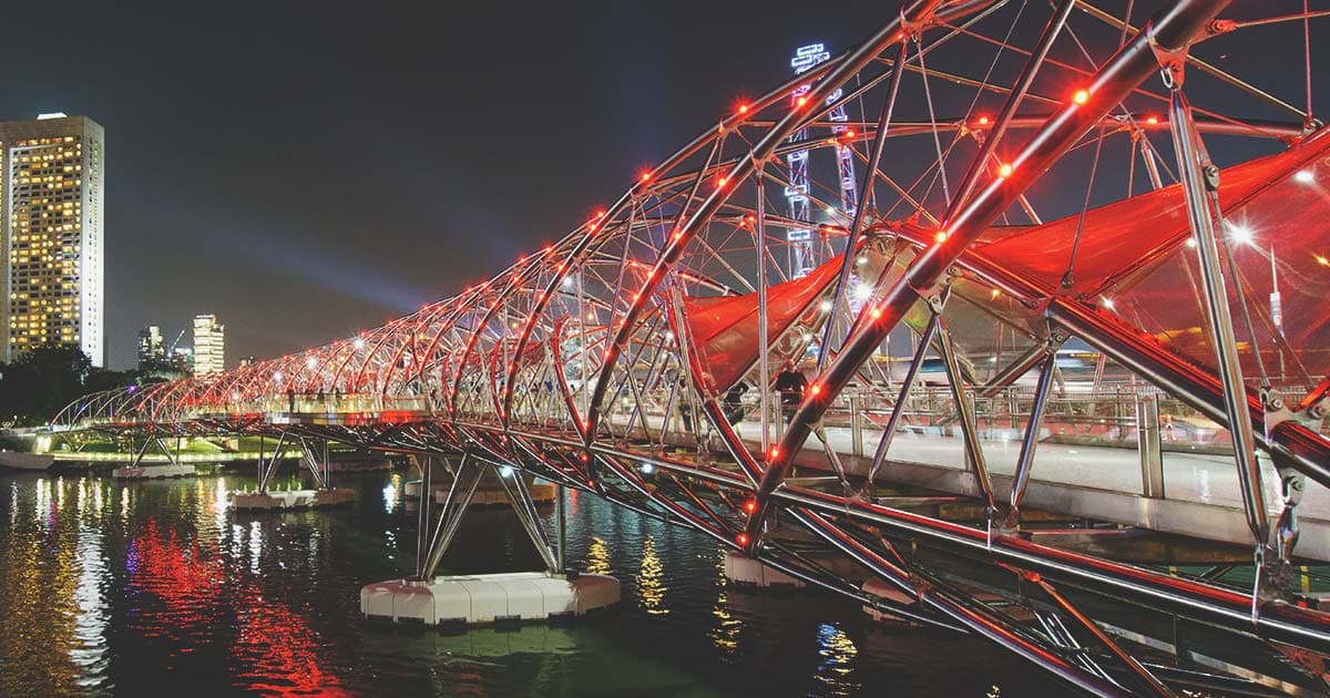 bridge with helix pattern beams