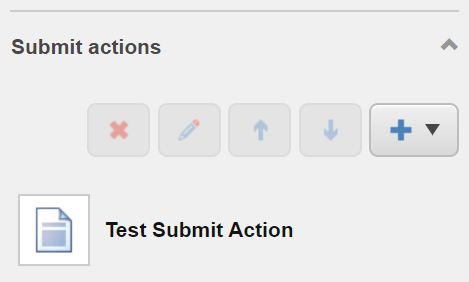 List of Submit Actions for the button screenshot