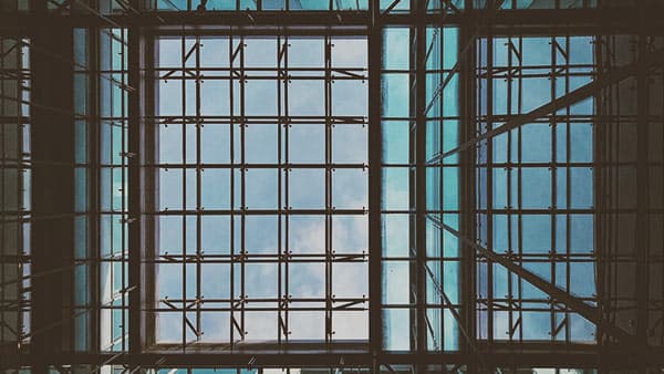 photograph of glass ceiling framework