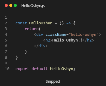 Screenshot of the HelloOshyn js code