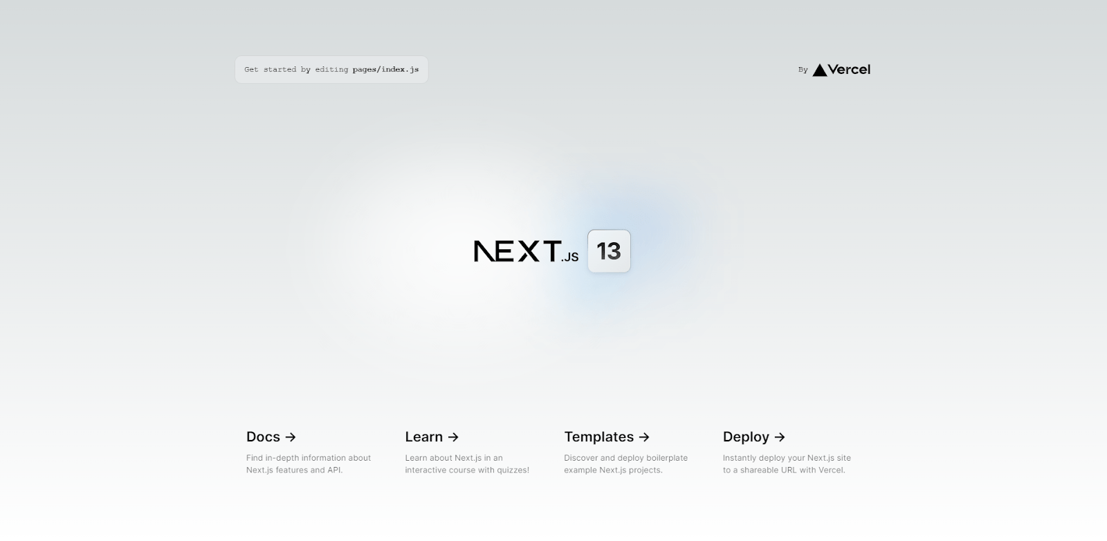 Screenshot of the Next.js startup screen