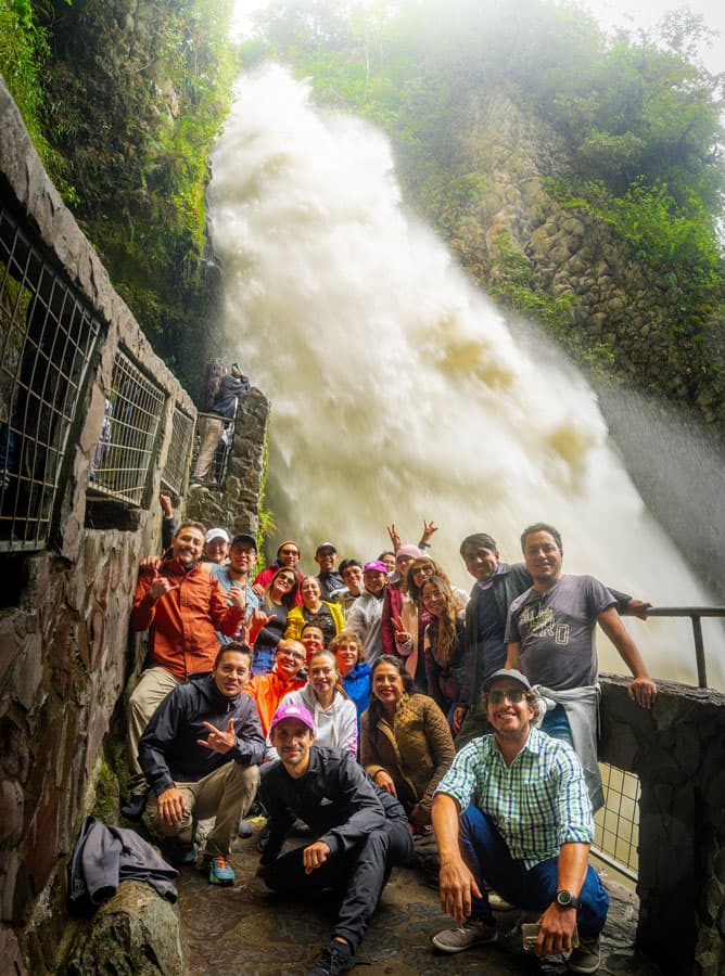 Oshyn team visits a waterfall in Ecuador