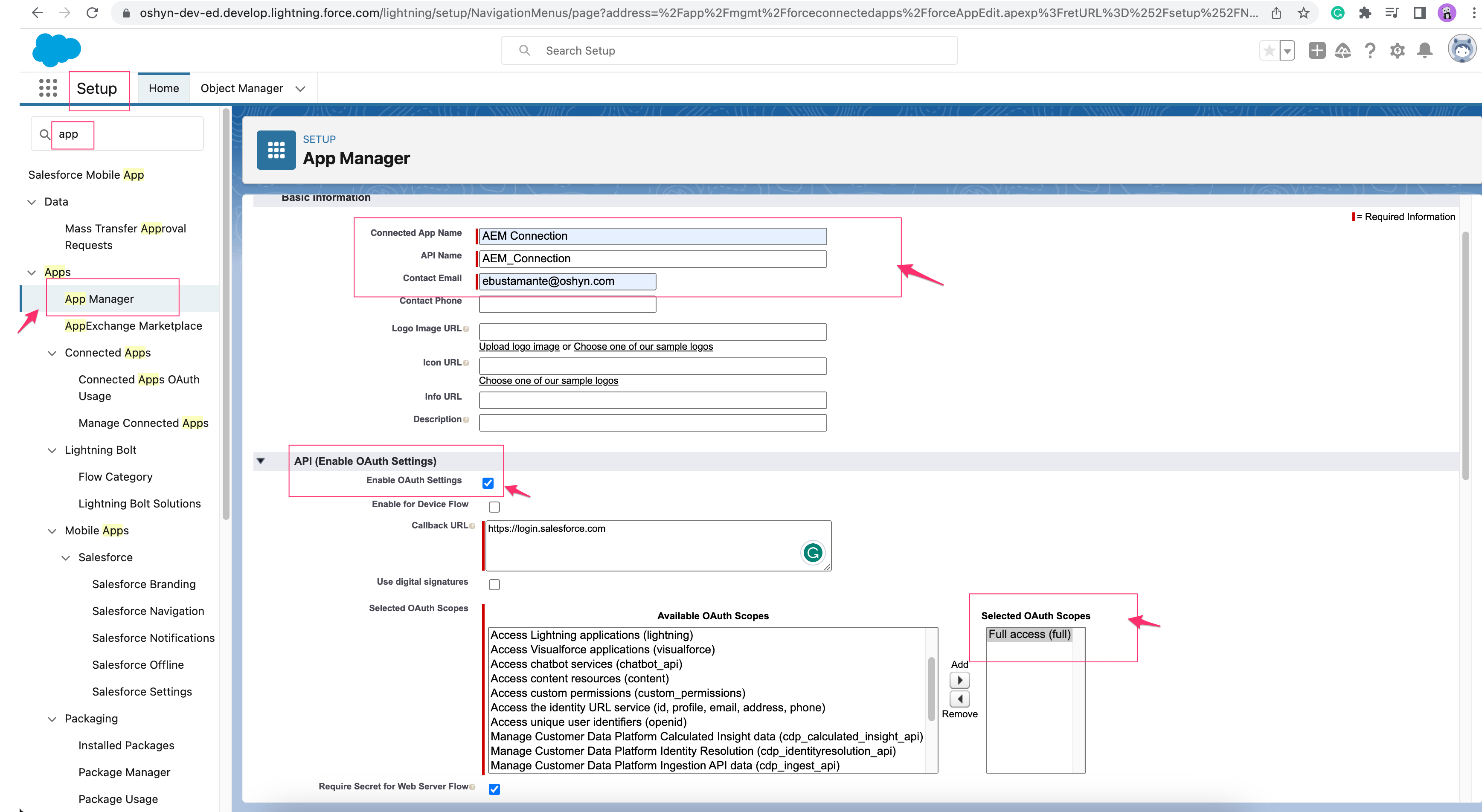 Salesforce app manager console