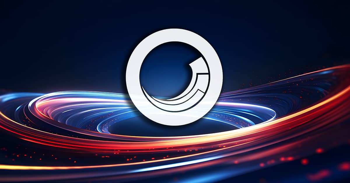 Speed energy light lines flowing around a white Sitecore logo