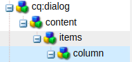 Create a new column node under items