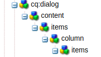 Create a new items node under column