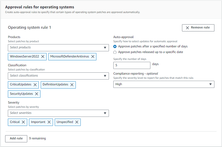 Approval rules for operating systems