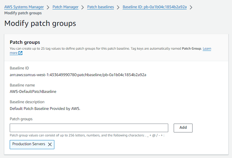 Modify patch groups step 2