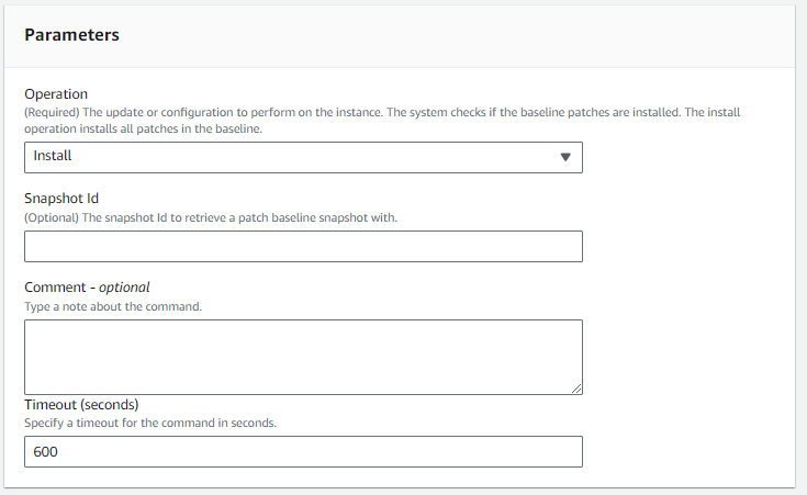 Parameters tab