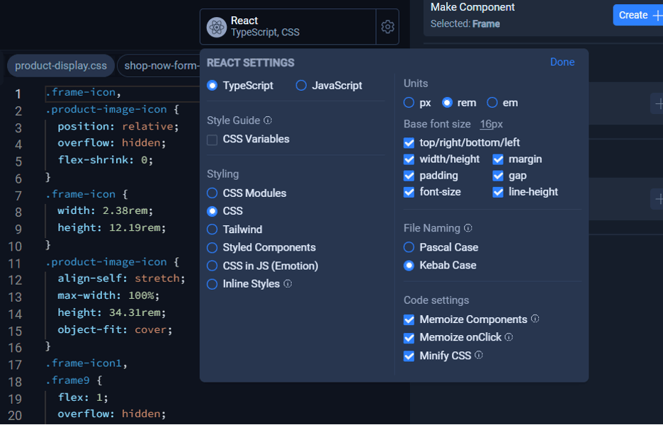 React Settings