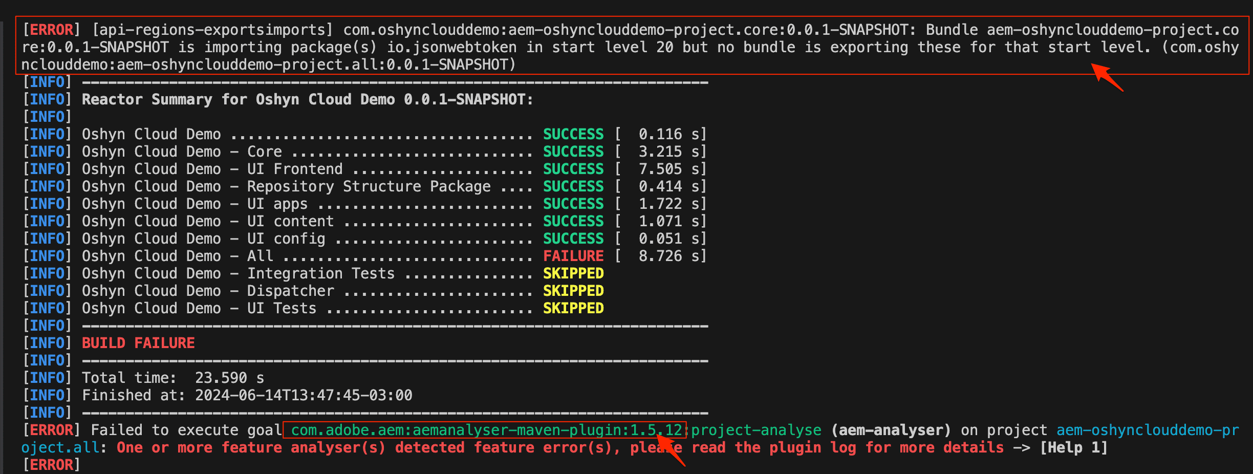 Error Found by the AEM Analyzer Plugin