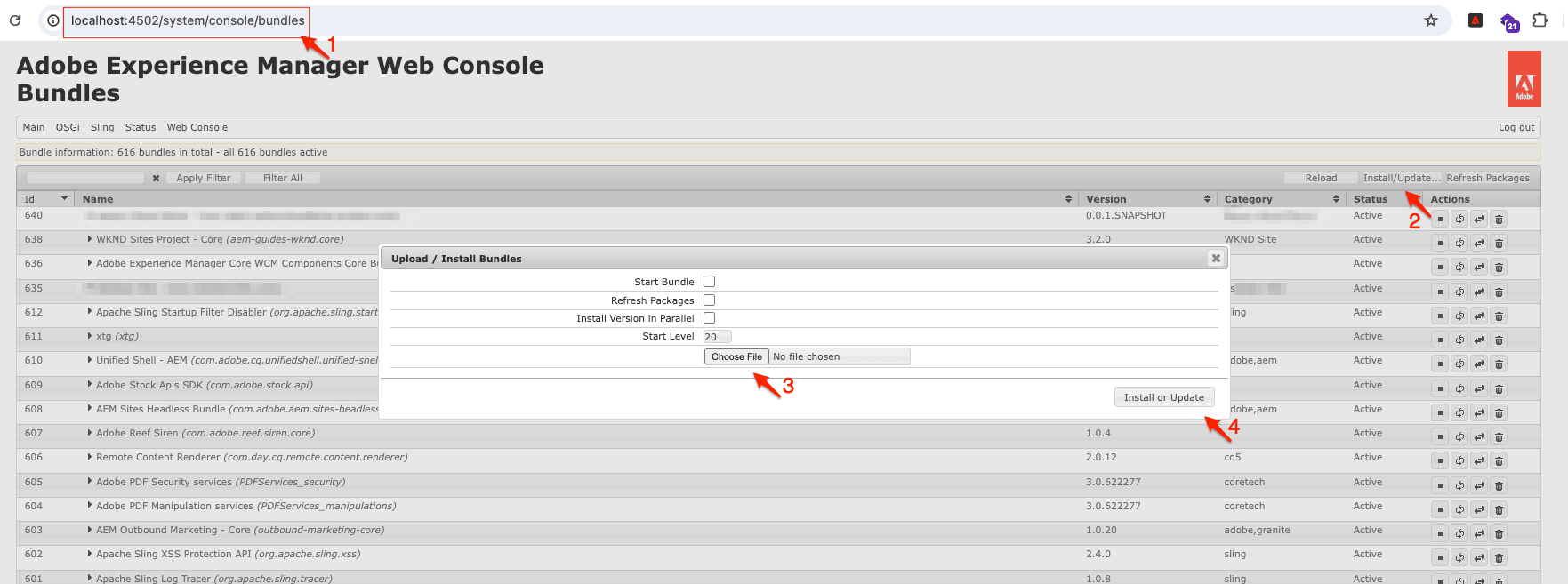 OSGi Web Console Console in AEM