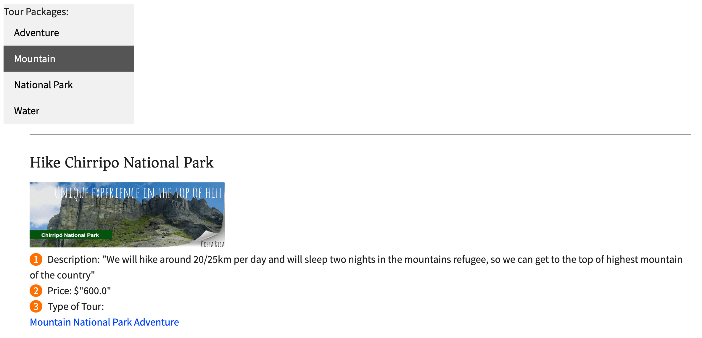 Mountain Tour Package