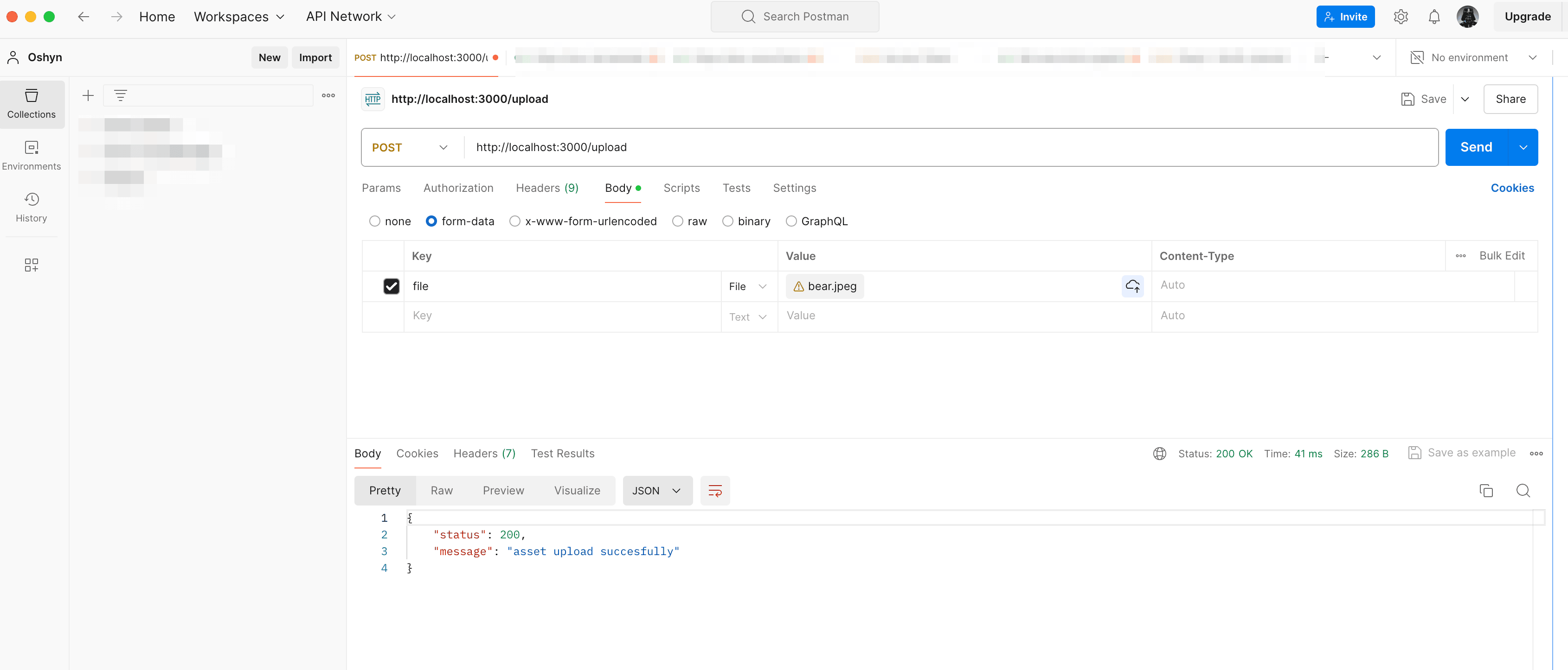 Invoking the service using Postman