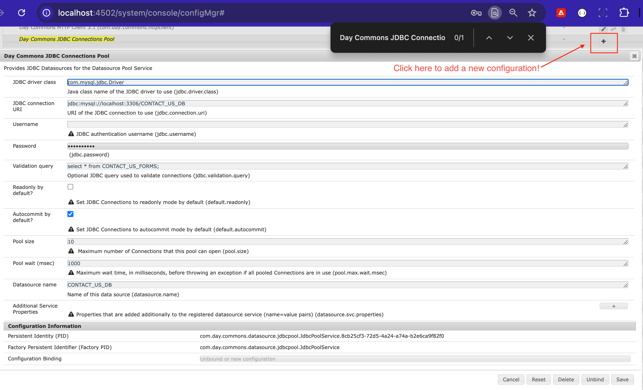 Add JDBC connection