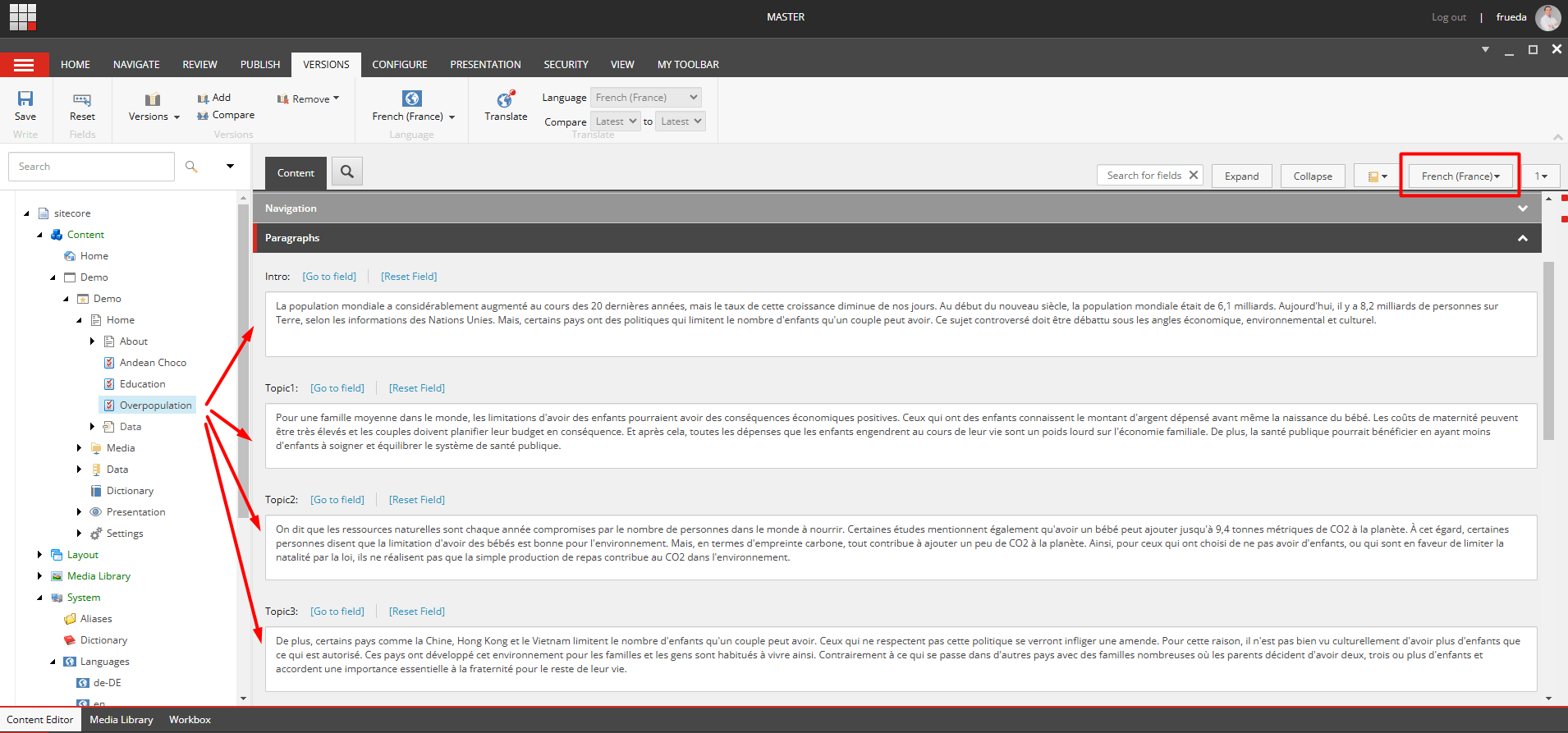 Sitecore translated version update