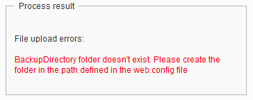 BackupDirectory folder doesn't exist.