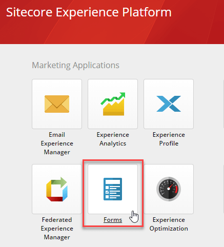 Forms link on Sitecore's Dashboard