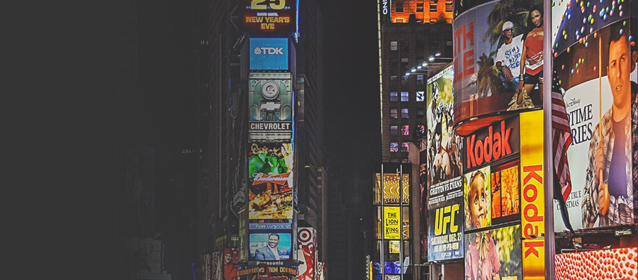 New York City billboards at night
