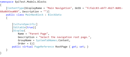 Block Type class template code snippet