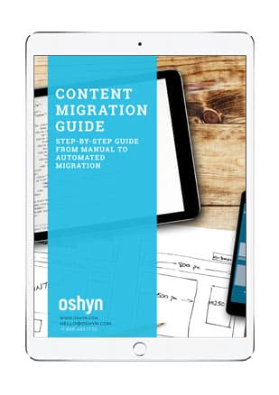 Content Migration Guide ebook cover displayed on iPad