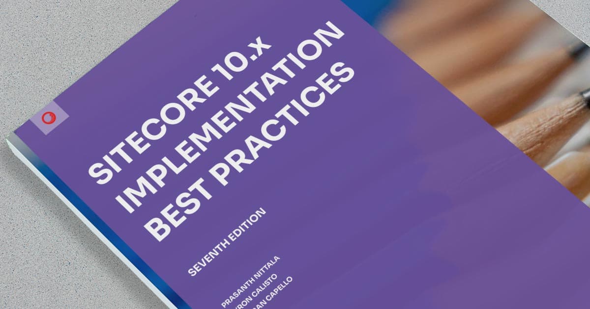 Sitecore 10 Best Practices ebook laying on counter