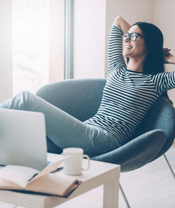 Woman relaxing because her DevOps is under control