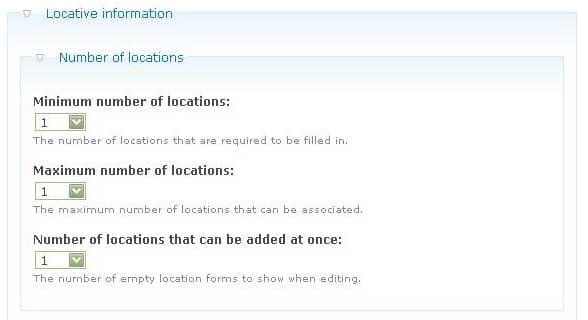 Location information configuration screenshot