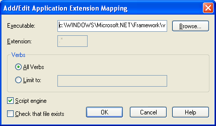 Add / Edit application extension mapping screen