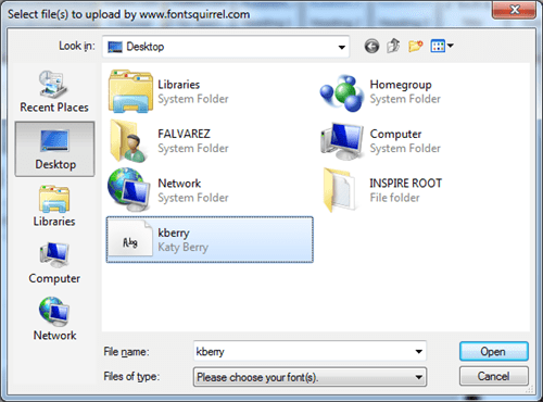 Font file in filesystem